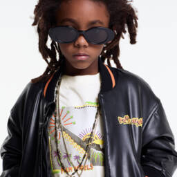 بالم أنجلز-تيشيرت بطبعة جرافيك قطن لون عاجي للأولاد | Childrensalon Outlet