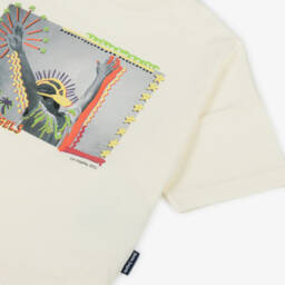 بالم أنجلز-تيشيرت بطبعة جرافيك قطن لون عاجي للأولاد | Childrensalon Outlet