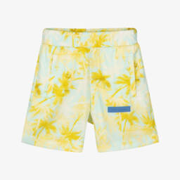 Palm Angels-Boys Tropical Blue & Yellow Shorts | Childrensalon Outlet