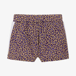 Palm Angels-Girls Beige Leopard Print Shorts | Childrensalon Outlet
