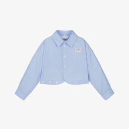 Palm Angels-Girls Elegant Blue Striped Shirt | Childrensalon Outlet