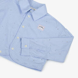 Palm Angels-Girls Elegant Blue Striped Shirt | Childrensalon Outlet