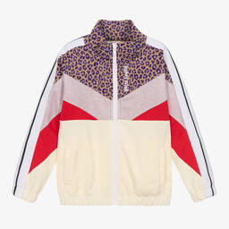 Palm Angels-Girls Ivory Leopard Print Zip-Up Track Top | Childrensalon Outlet