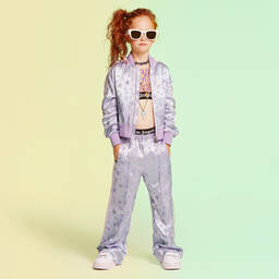 Palm Angels-Girls Lilac Star Jacquard Track Trousers | Childrensalon Outlet