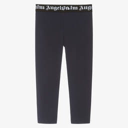 Palm Angels-Girls Navy Blue Cotton Leggings | Childrensalon Outlet