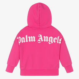 بالم أنجلز-توب هودي قطن عضوي لون زهري فيوشيا للبنات | Childrensalon Outlet