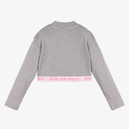 Palm Angels-Girls Silver Ribbed Knit Jumper | Childrensalon Outlet