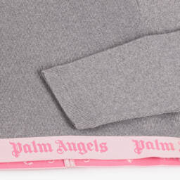 Palm Angels-Girls Silver Ribbed Knit Jumper | Childrensalon Outlet