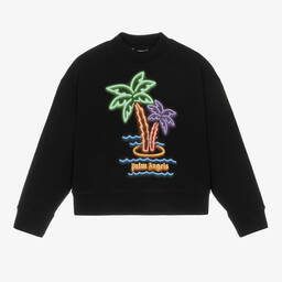 Palm Angels-Черный хлопковый свитшот с пальмами для подростков | Childrensalon Outlet