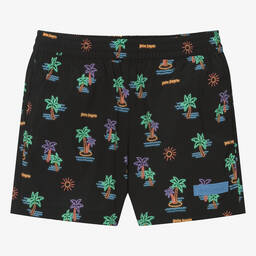 Palm Angels-Teen Black Palm Print Swim Shorts | Childrensalon Outlet