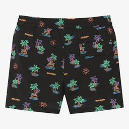 Palm Angels-Teen Black Palm Print Swim Shorts | Childrensalon Outlet