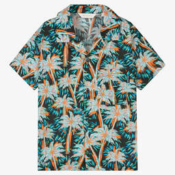 Palm Angels-Teen Boys Blue Cotton Palm Tree Shirt | Childrensalon Outlet