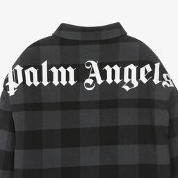 بالم أنجلز-قميص جاكيت هودي قطن تويل كاروهات لون رمادي | Childrensalon Outlet