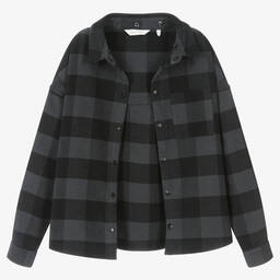 بالم أنجلز-قميص جاكيت هودي قطن تويل كاروهات لون رمادي | Childrensalon Outlet