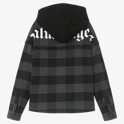 بالم أنجلز-قميص جاكيت هودي قطن تويل كاروهات لون رمادي | Childrensalon Outlet