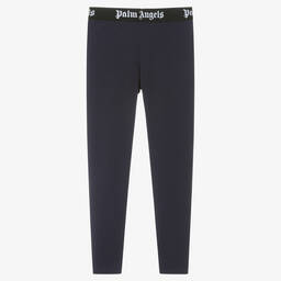 Palm Angels-Teen Girls Navy Blue Cotton Leggings | Childrensalon Outlet
