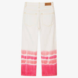 Palm Angels-Teen Girls White & Pink Tie-Dye Jeans | Childrensalon Outlet