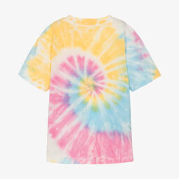 Palm Angels-Розово-голубая футболка с эффектом тай-дай | Childrensalon Outlet