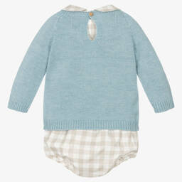 Paloma de la O-Baby Boys Blue & Beige Cotton Shorts Set | Childrensalon Outlet
