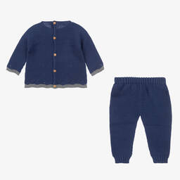 بالوما دي لا أو-طقم بنطلون أكريليك محبوك لون أزرق للمواليد | Childrensalon Outlet