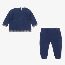 بالوما دي لا أو-طقم بنطلون أكريليك محبوك لون أزرق للمواليد | Childrensalon Outlet