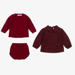 Paloma de la O-Бордовый трикотажный комплект с шортами для малышей | Childrensalon Outlet