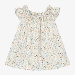 Paloma de la O-Baby Girls Beige Floral Cotton Dress | Childrensalon Outlet