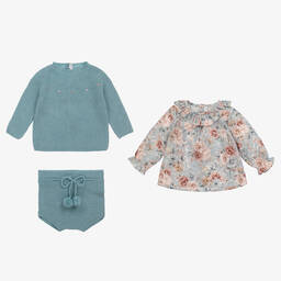 Paloma de la O-Baby Girls Blue Shorts Set | Childrensalon Outlet