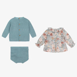 Paloma de la O-Baby Girls Blue Shorts Set | Childrensalon Outlet
