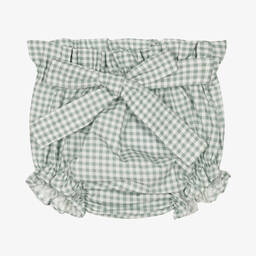 Paloma de la O-Baby Girls Green Cotton Bloomer Shorts | Childrensalon Outlet
