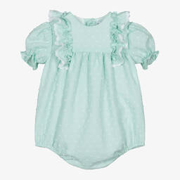 Paloma de la O-Baby Girls Green Plumeti Cotton Shortie | Childrensalon Outlet