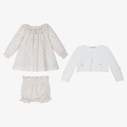 Paloma de la O-Baby Girls Ivory Floral Dress Set | Childrensalon Outlet