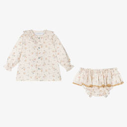Paloma de la O-Кремовая блузка и шорты в цветочек | Childrensalon Outlet