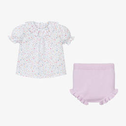 Paloma de la O-Baby Girls Lilac Purple Cotton Shorts Set | Childrensalon Outlet