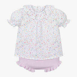 Paloma de la O-Baby Girls Lilac Purple Cotton Shorts Set | Childrensalon Outlet