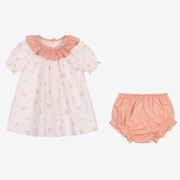 Paloma de la O-Baby Girls Pink Cotton Striped Dress | Childrensalon Outlet