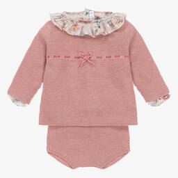 Paloma de la O-Baby Girls Pink & Grey Shorts Set | Childrensalon Outlet