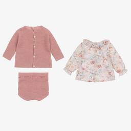 Paloma de la O-Baby Girls Pink & Grey Shorts Set | Childrensalon Outlet
