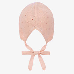 Paloma de la O-قبعة بونيه مزيج قطن محبوك لون زهري للمولودات | Childrensalon Outlet