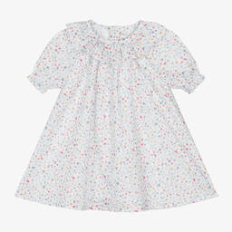 Paloma de la O-Baby Girls White Ditsy Floral Cotton Dress | Childrensalon Outlet