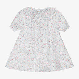 Paloma de la O-Baby Girls White Ditsy Floral Cotton Dress | Childrensalon Outlet