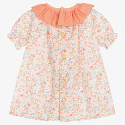 Paloma de la O-Baby Girls White & Orange Cotton Dress | Childrensalon Outlet