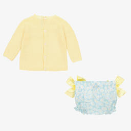 Paloma de la O-Baby Girls Yellow & Blue Cotton Shorts Set | Childrensalon Outlet