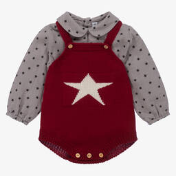Paloma de la O-Baby Grey & Red Shortie Set | Childrensalon Outlet