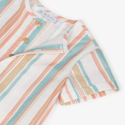 Paloma de la O-Beige & Pink Striped Boys' Summer Set | Childrensalon Outlet