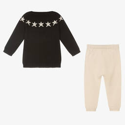 Paloma de la O-Черный трикотажный топ и бежевые штанишки | Childrensalon Outlet