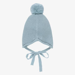 Paloma de la O-Blue Knitted Pom-Pom Hat | Childrensalon Outlet