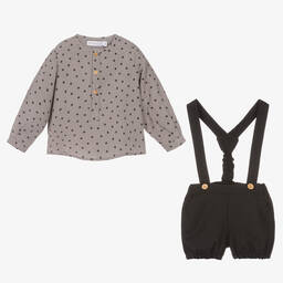 بالوما دي لا أو-طقم شورت أطفال ولادي قطن لون أسود | Childrensalon Outlet