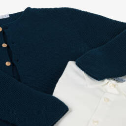 Paloma de la O-Boys Blue Checked Shorts Ensemble | Childrensalon Outlet