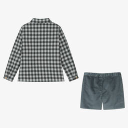 Paloma de la O-Boys Blue Corduroy Shorts Set | Childrensalon Outlet